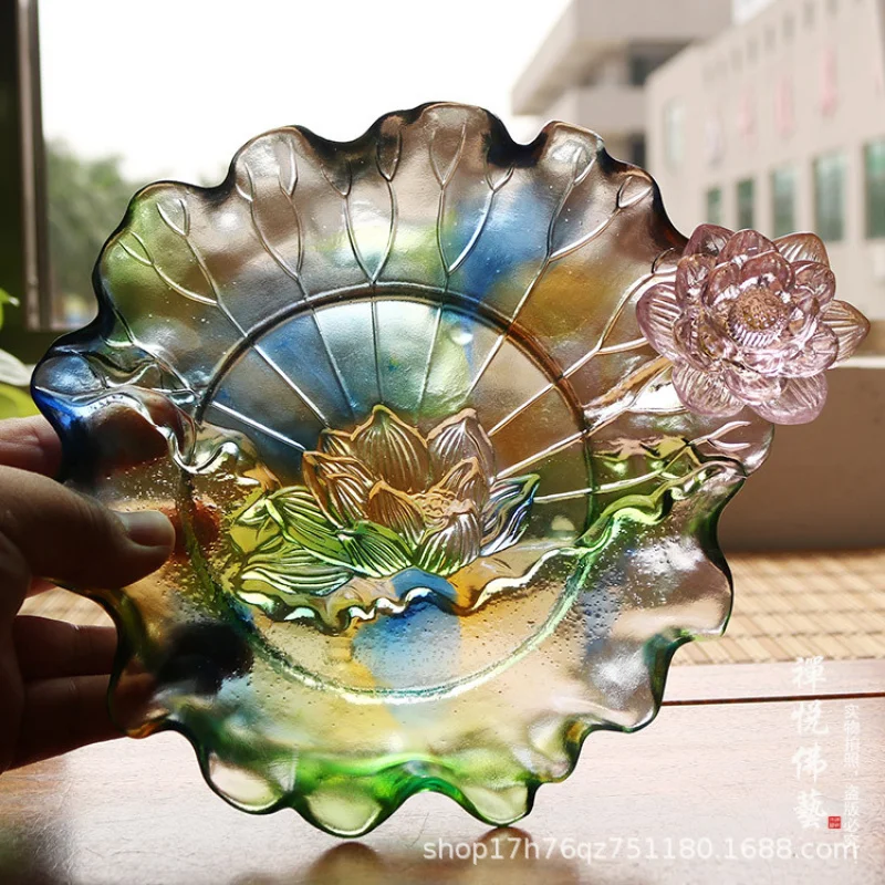 Traditional Leaf Lotus Offering Ware Dish Supplies Glazed Fruit Plate