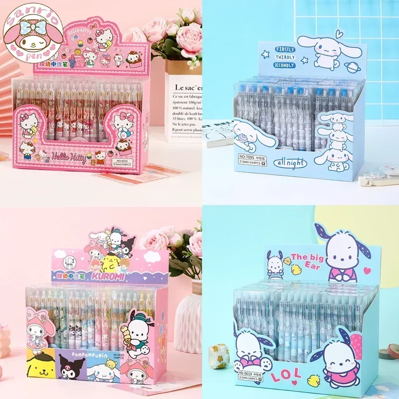 

Новинка Sanrio 12 шт. гелевые ручки милые Kuromi Melody Cinnamoroll почтовые канцелярские принадлежности для студентов Письменные ручки 0,5 черный школьный детский прибор для осмотра