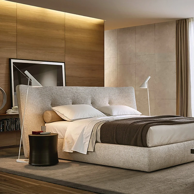 

Modern simple fabric bed, wide screen bed