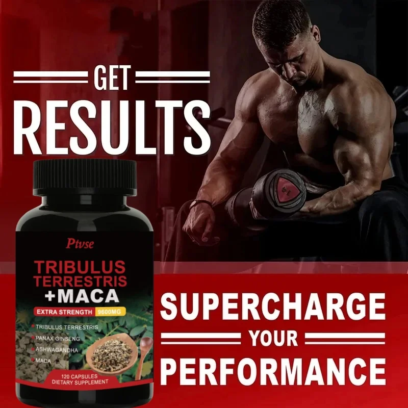 Tribulus Terrestris Capsules, with Ashwagndha, Panax Ginseng, Maca, Boost Energy, Mood, Stamina & Performance, for Men & Women
