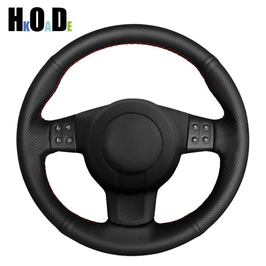 Black Artificial Leather Steering Wheel Cover DIY Hand-stitched Car Steering Wheel Cover for Seat Ibiza 6L leon 2007 2008