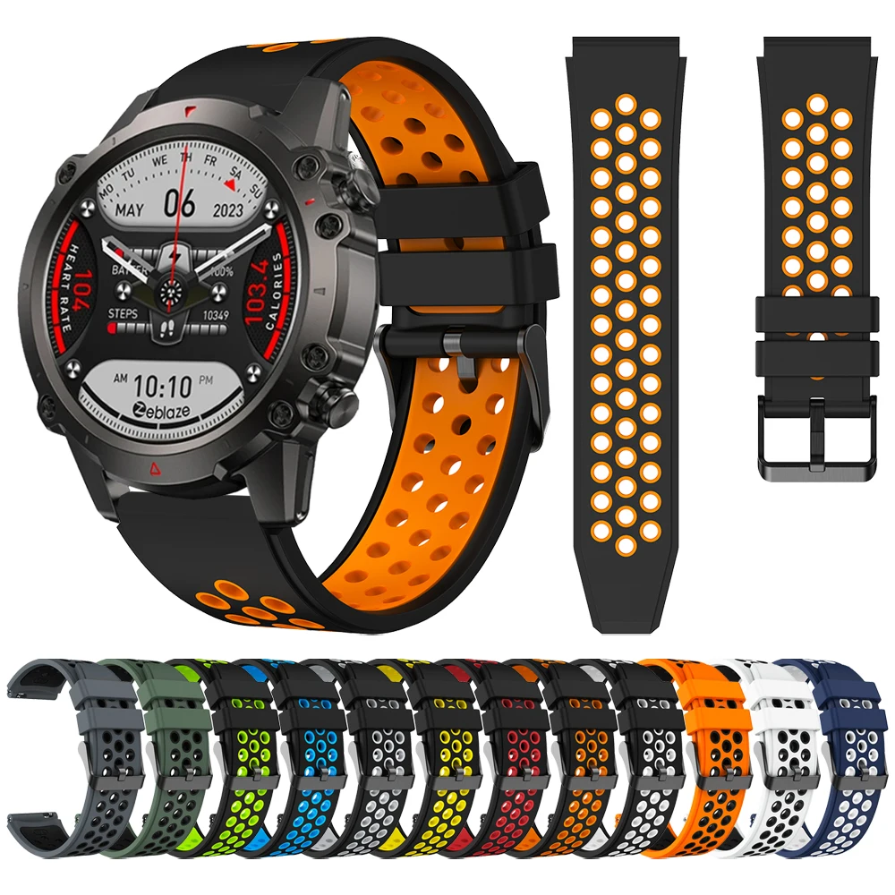 22mm Lug End Silicone Strap For Zeblaze Ares 3 Pro / Stratos 3 2 Sport Band Replacement WristBand For Zeblaze Vibe 7 Pro / Lite