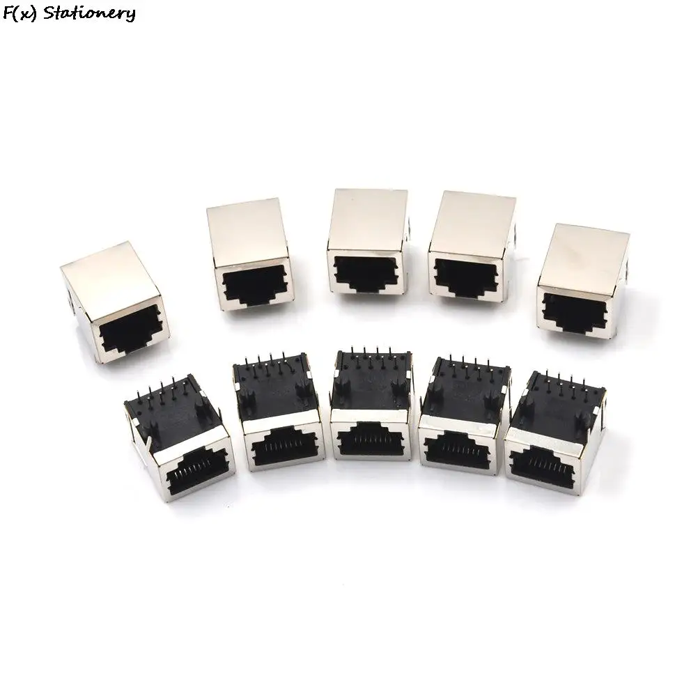 

10Pcs/set RJ45 Network Ethernet 8P 8C Female Socket Connectors 8Pin PCB Mount RJ45 8P8C Single Network Port