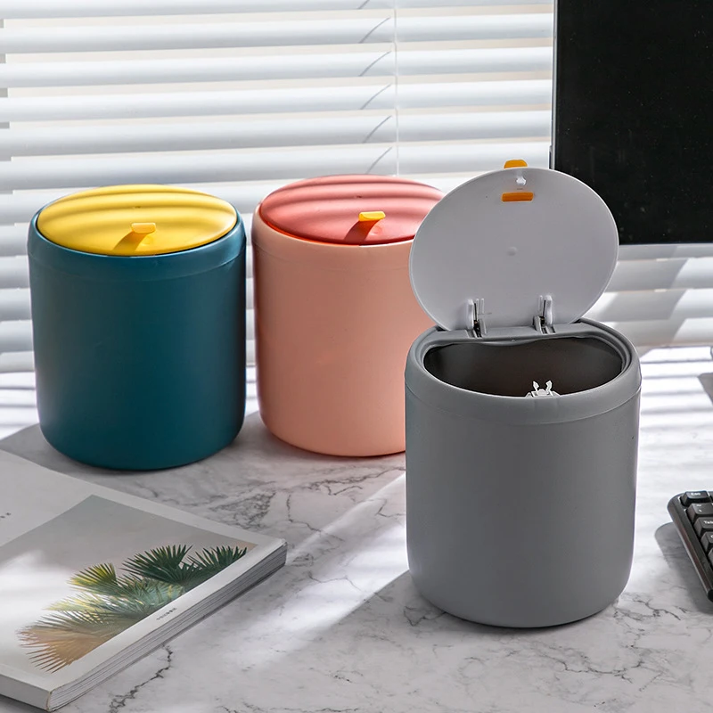 Mini Waste Bin Desktop Office Trash Can Home Garbage Basket Table Plastic Organizer Office Supplies Dustbins Sundries Barrel Box