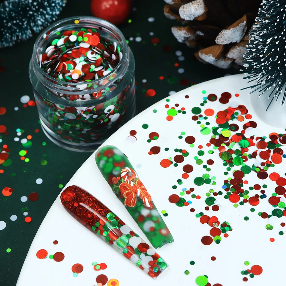 Red Green Polka Dot Sequins Resin Filling Glitter Colorful Round Bubble Sparkly Flakes Christmas Gifts DIY Resin Art Accessories