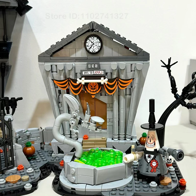 Moc 21351 Nightmare Before Christmas House Building Blocks Set Fantasma Scheletro Capanna Mattoni Fai Da Te Giocattoli Per Bambini Regalo di Halloween