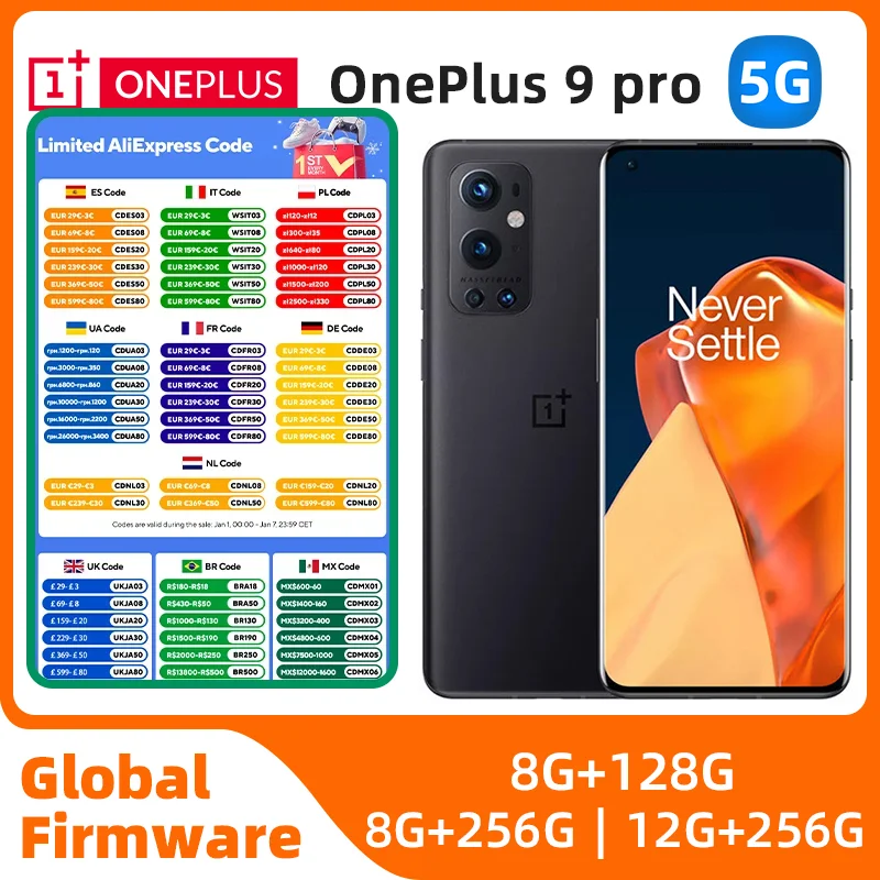 OnePlus 9 Pro Global Version 8GB 128GB Snapdragon 888 5G 6.7‘’ 120Hz Fluid Display Hasselblad 50MP Camera original used phone