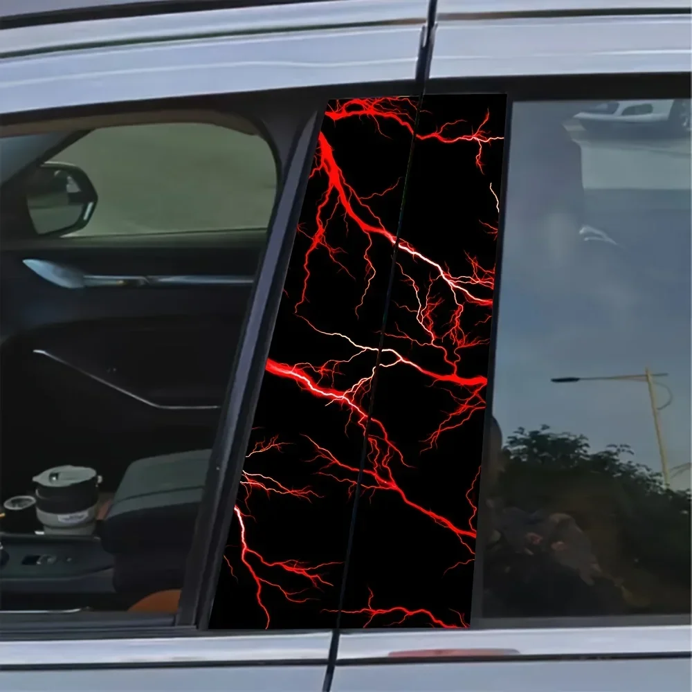 2-Piece bold red lightning wave vinyl car decal easy to stick on glass and metal surfaces