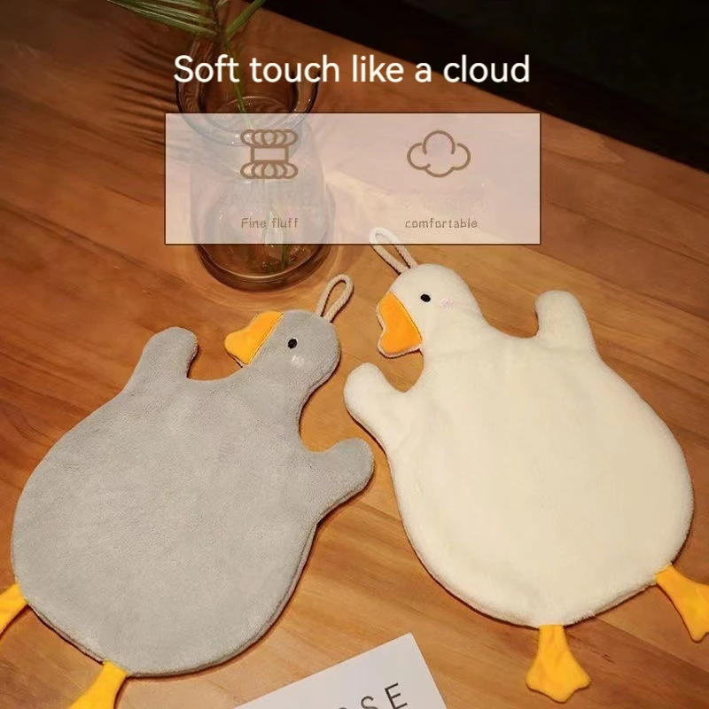 Cartoon Goose Hand Towel Kitchen Bathroom and Toilet Hand Towel Hanging Type with Super Water Absorption Quick Drying It Is Hard view 3