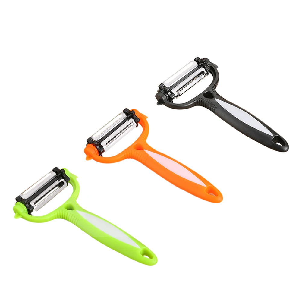 

Vegetable Peeler 3 In 1 Multifunctional Fruit Skin Peeler Slicer Tool Non-Slip Handle Hook Design Space-Saving