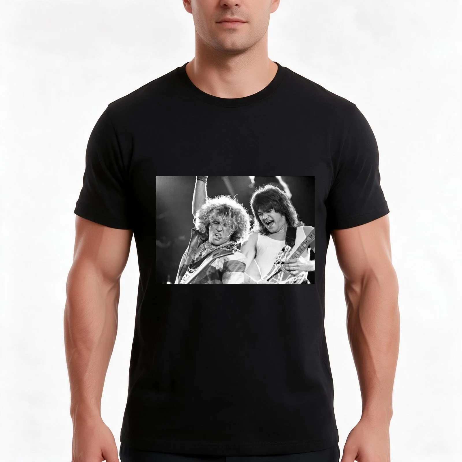 Sammy Hagar and Eddie VanHalen T-Shirt Summer Casual Cotton Tee Oversized Streetwear Tops Vintage Graphic Print 100% Cotton