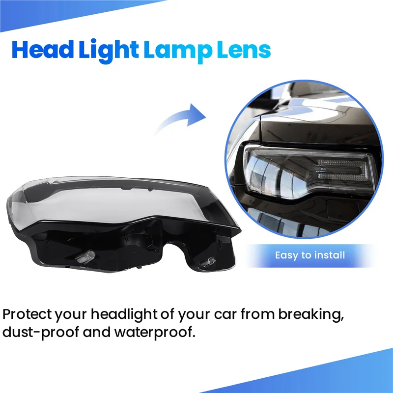 

NEW-Car Headlight Lens Cover Transparent Head Light Lamp Shell For Jeep Grand Cherokee 2014-2019