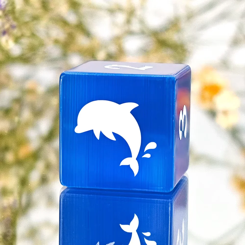16mm Sechsseitige Delphin Muster Würfel Glas Material D6 Würfel Karte Zubehör Spiel Party Club Rolle Spielen Brett Schachbrett spiel