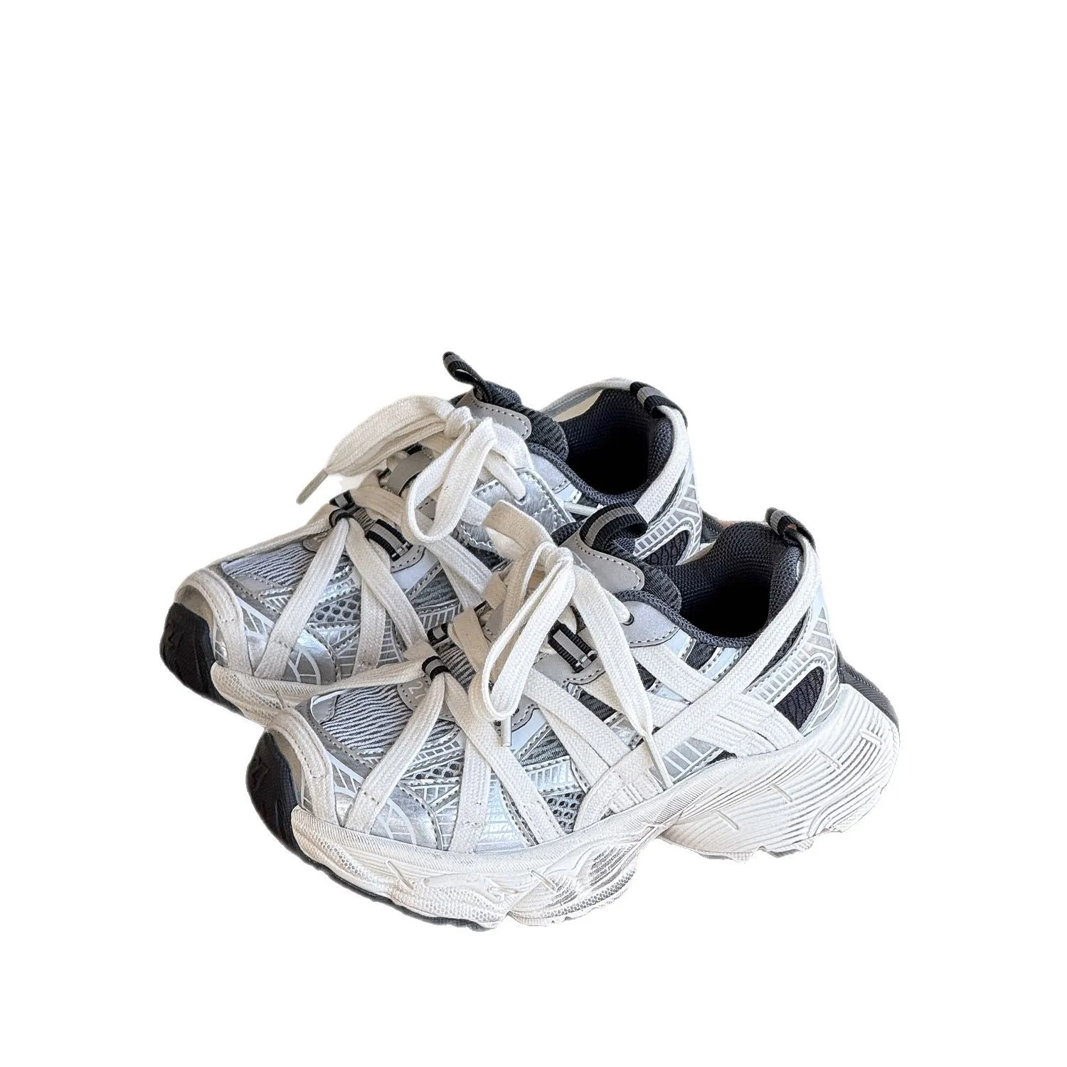 

2025 Summer Children's Boys Girls Fashionable Single-net Breathable Sports Shoes Kid Toddler Lightweight Anti Slip Daddy Shoes