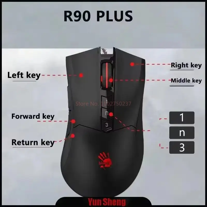 Imagem -03 - Bloody R90 Plus Mouse sem Fio Esports de Longo Alcance pc Gamer Mouse Acessórios para Laptop Periféricos de Computador Leves