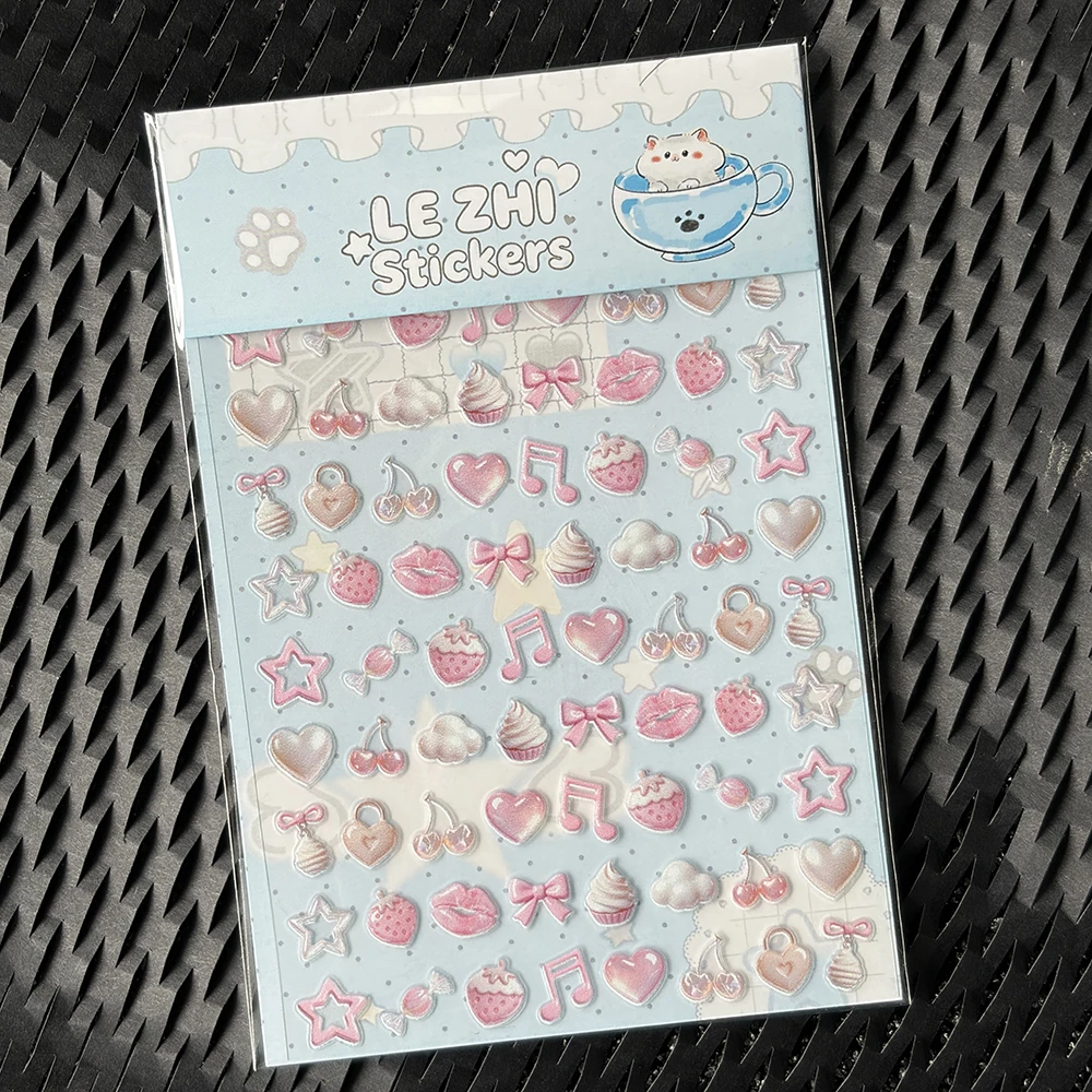 3D Kawaii Nail Art Stickers Donut Candy Dessert Heart Bow Pill Design Self Adhesive Nail Decals DIY Manicure Decorations