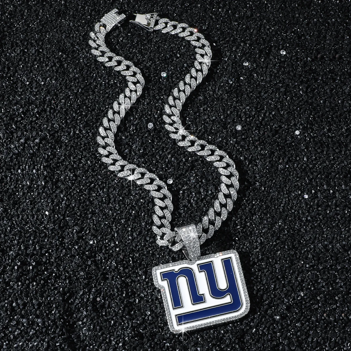 Fashion NFL Men's Full Diamond Chain Hip-Hop Personalized Football Team LOGO Pendant Necklace #3