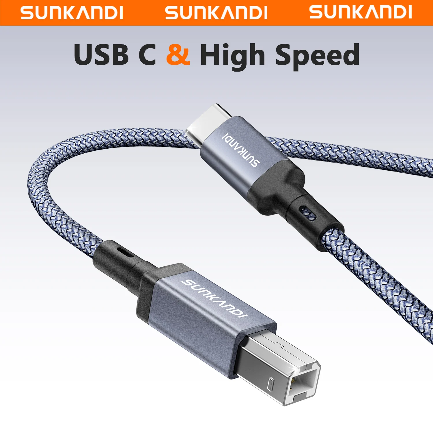 SUNKANDI USB B to USB C Printer Cable, Type B to Type C Printer Cord for MacBook Pro, Air, MIDI Cable,Yamaha Casio Digital Piano