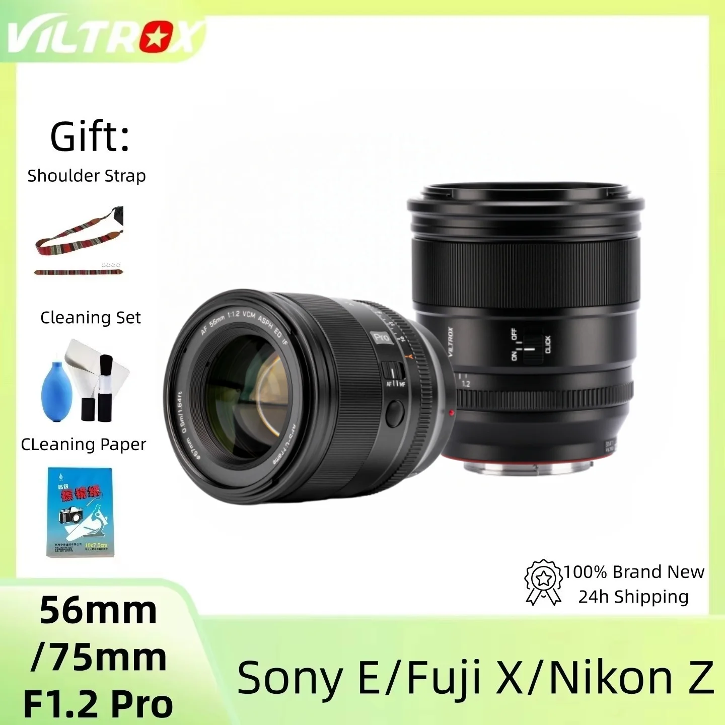 

Объектив Viltrox AF 56mm 75mm F1.2 Pro для портретной съемки, с большой апертурой для видеосъемки, совместим с Fujifilm X/Nikon Z/Sony E