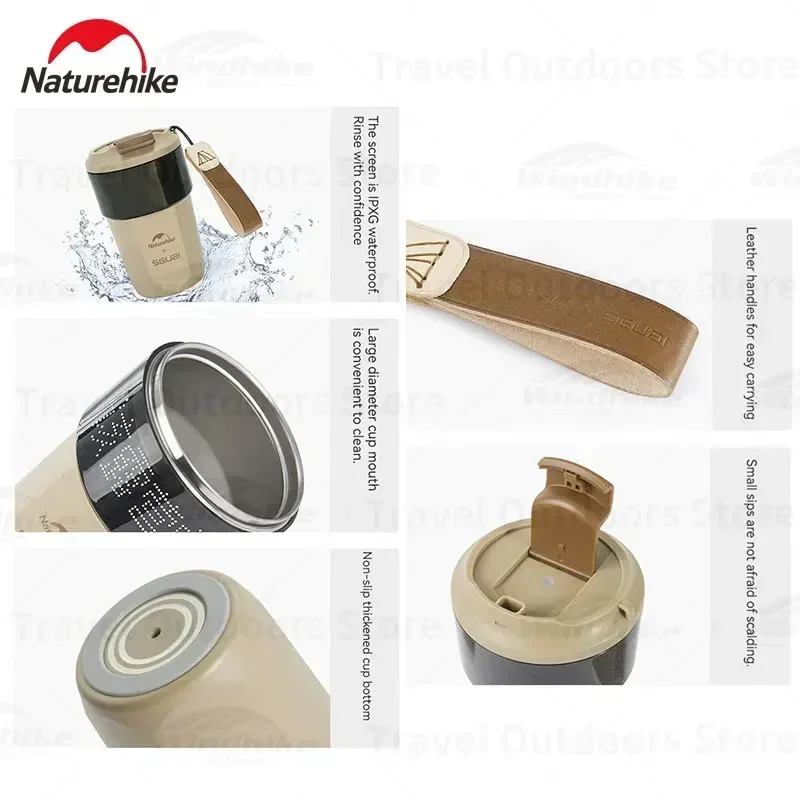 Naturehike X SGUAI Outdoor Water Cup Stainless Steel 316 Leisure Coffee Cup 350ml Camping Teacup Intelligence Screen Thermos Cup