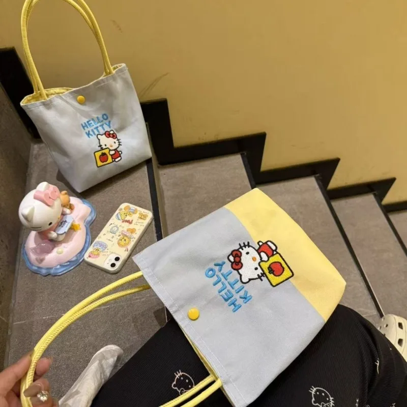 2025 جديد مرحبا كيتي أنيمي Kawaii سانريو حقيبة التخزين عادية لطيف الكرتون حقيبة يد سعة كبيرة حقيبة تسوق هدايا للفتيات