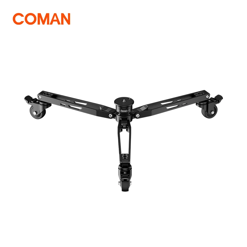 COMAN DF3 Monopod Dolly Aluminum Alloy Foldable Tripod 3 Wheels Stand with Pulley Base 360° Silent Wheels Quick Lock Compatible