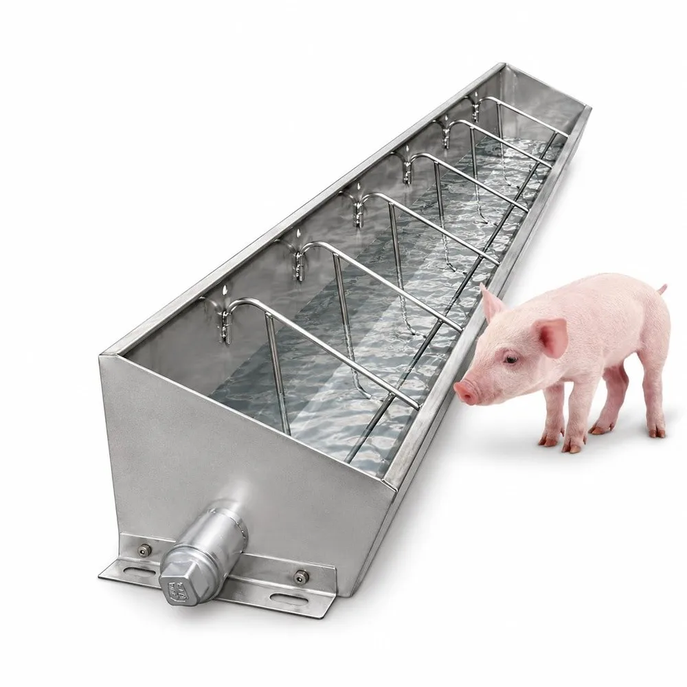 Hog Feeder Pig Waterers Livestock Feed Trough Automatic Pig Feeder Heavy Duty Stainless Steel with A Drain Outlet