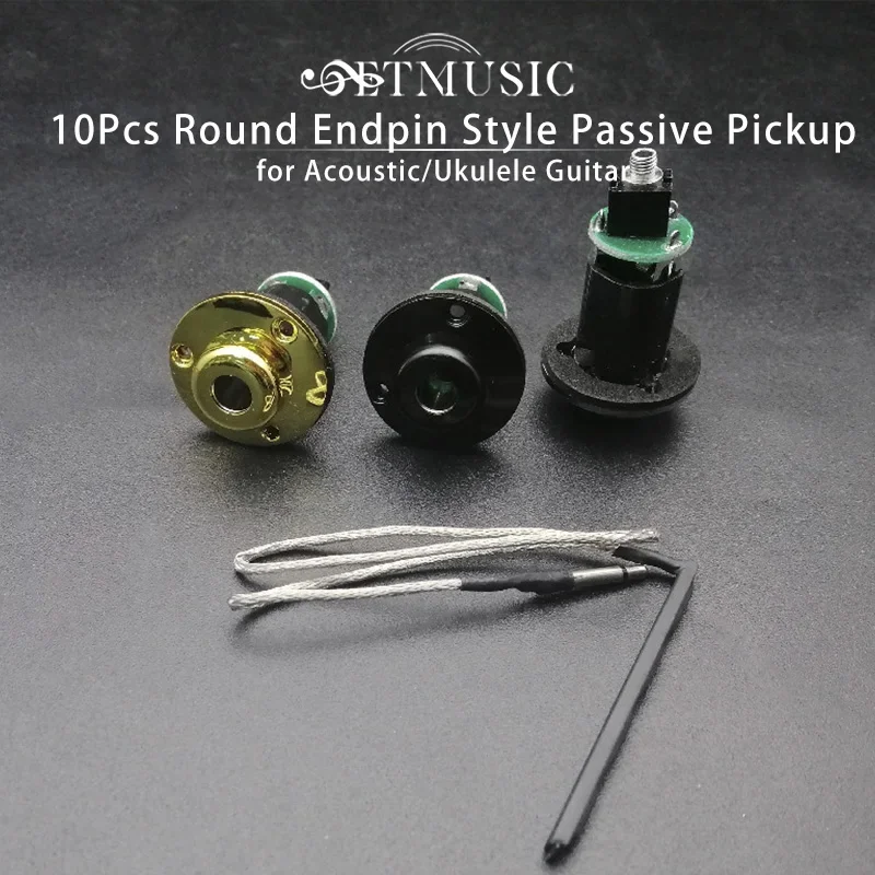 10Pcs Round Endpin Style Passive Pickup Acoustic/Ukulele Guitar Piezo Pickup Black/Gold/Chrome