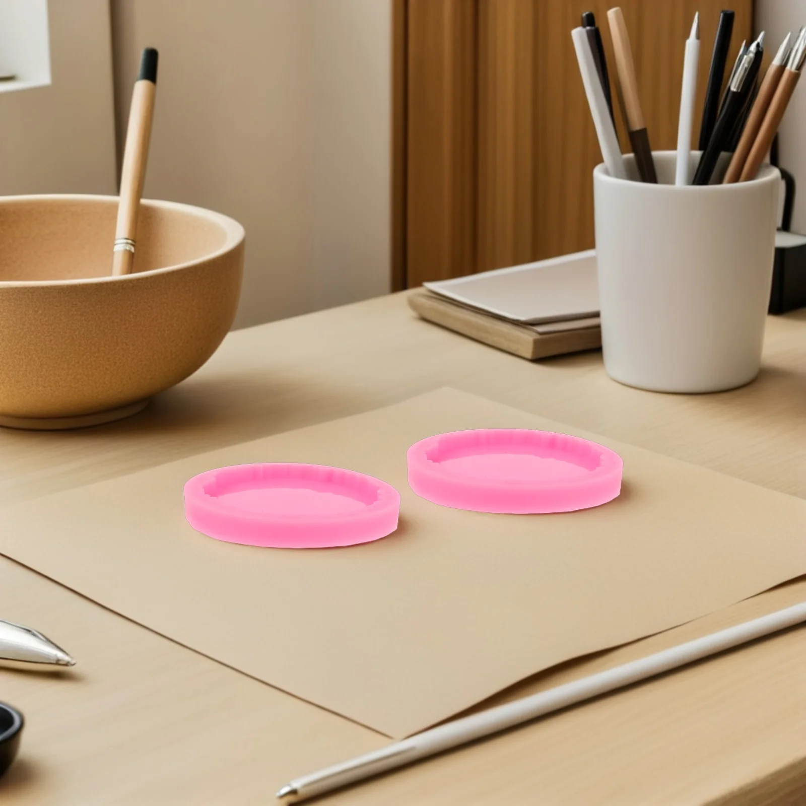 

4 Pcs Pink Coaster Mold Molds for Crafts Crystal Epoxy Resin Caster DIY Coasters Making