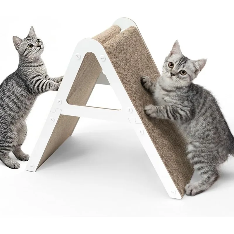 

A-Frame Cat Scratching Board, Recycled Cardboard & Wood Frame, Dual-Sided Vertical Horizontal Cat Scratcher for Indoor Kittens,