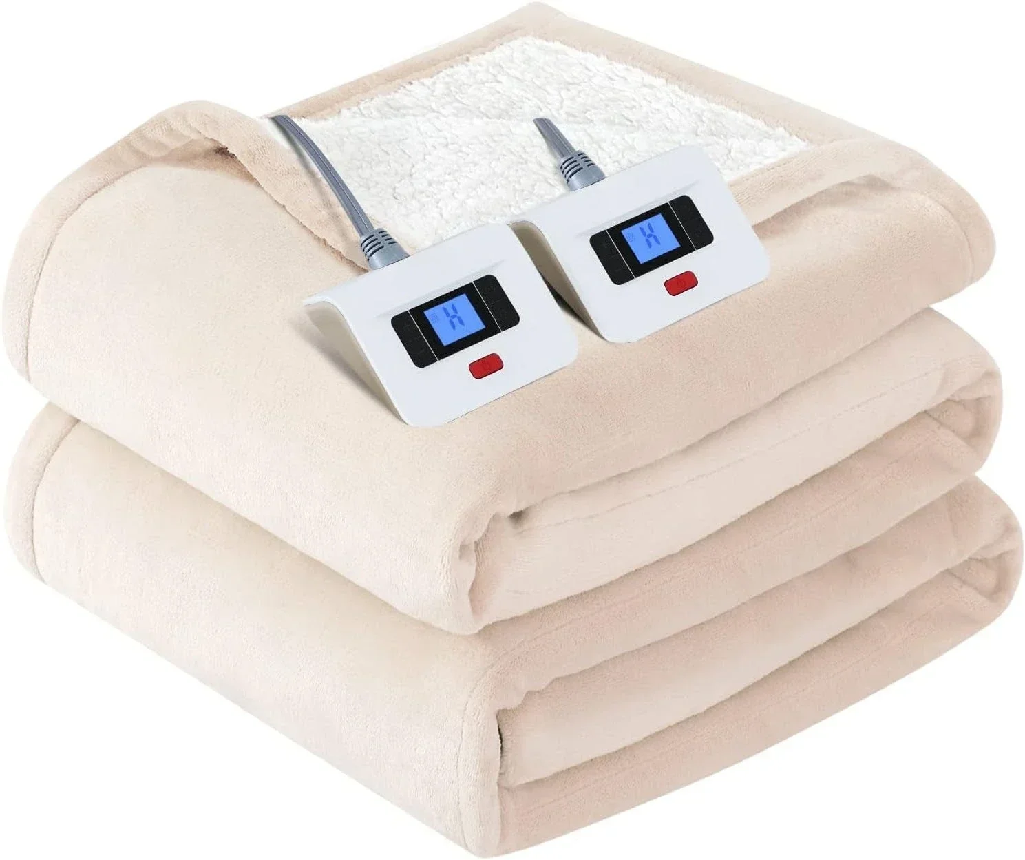 

[Hot Sale, Limited Stock!]Electric Blanket King Size, Flannel & Sherpa Heated Blanket with 10 Heating Levels & 1-12 Hours Auto S