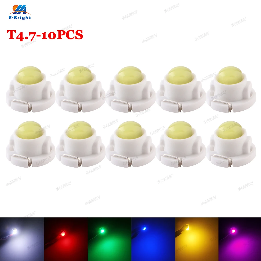 

10pcs T4.7 LED Bulbs COB 12V Map Light Warning Indicator Light Interior Dashboard Lights For Car Vehicle Instrument Lamps