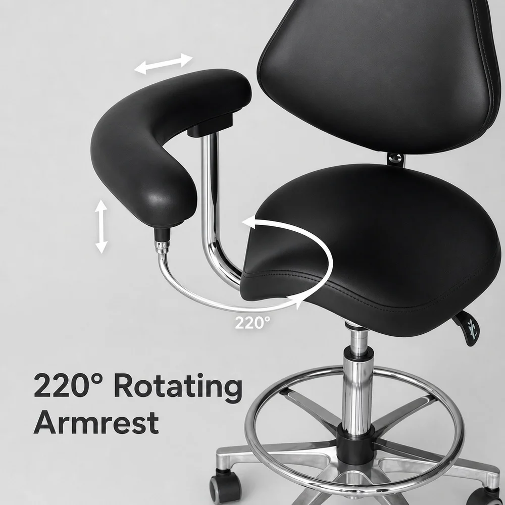 Mobile Saddle Chair Hydraulic Lifting Hospital Medical Stool with PU Leather and Ergonomic Design for Dental & Beauty Use