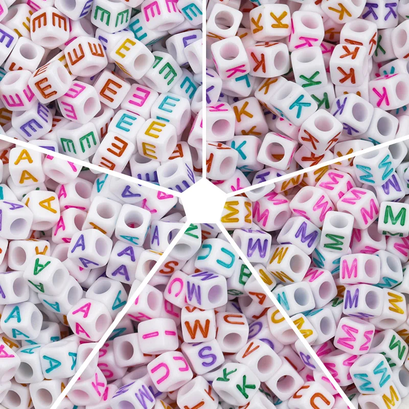 100pcs/lot  A-Z Acrylic Letter Bead Square Loose Spacer Alphabet Beads for DIY Bracelet Necklace Jewelry Making Supplies