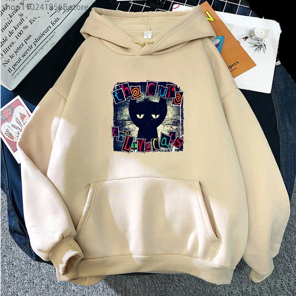 

The Cure Love Cats Hoodies Mens Hip Hop Sweatshirts for Winter/Autumn Gothic Streetwear Women Cartoon Print Male Pullovers Man