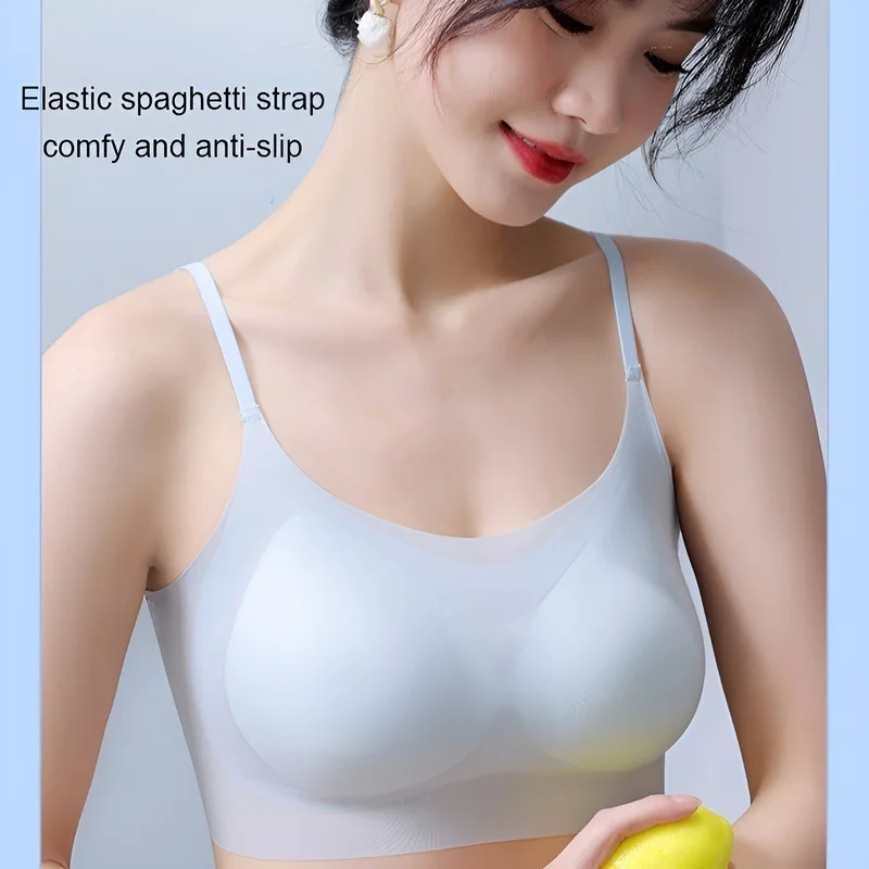 🔥 ГОРЯЧАЯ ПРОДАЖА 🔥 Легкий бесшовный бюстгальтер из ледяного шелка пуш-ап, летний дышащий бесшовный бюстгальтер из тонкого ледяного шелка без стального кольца для