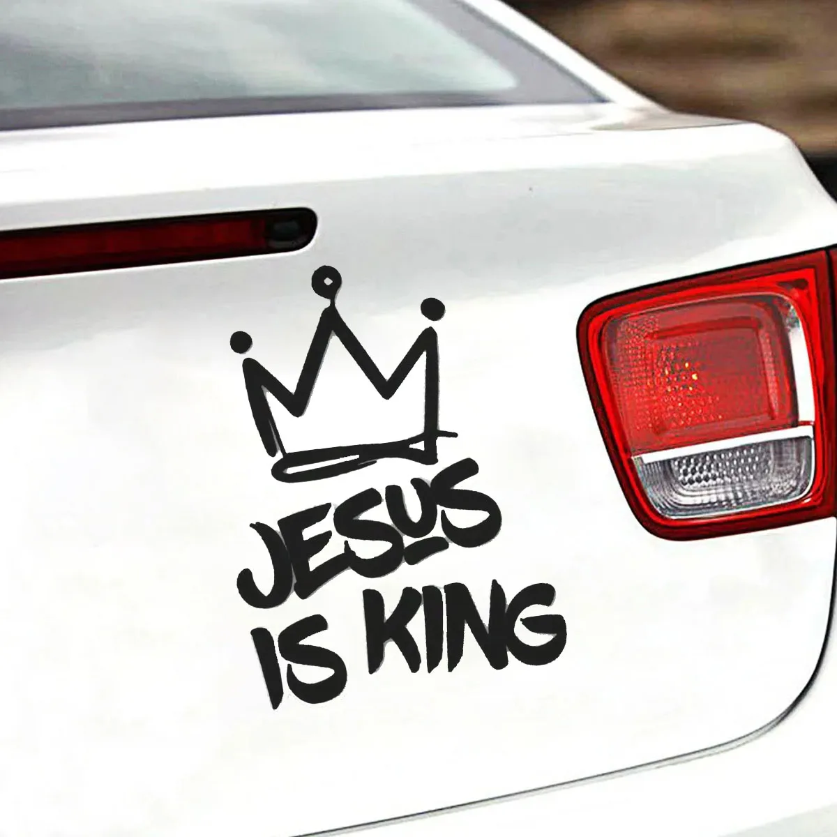 Jesus Is King with Crown Design, Waterproof Sunscreen Vinyl Car Sticker, Durable PVC Car Decal, Fits a Wide Range of Car Models