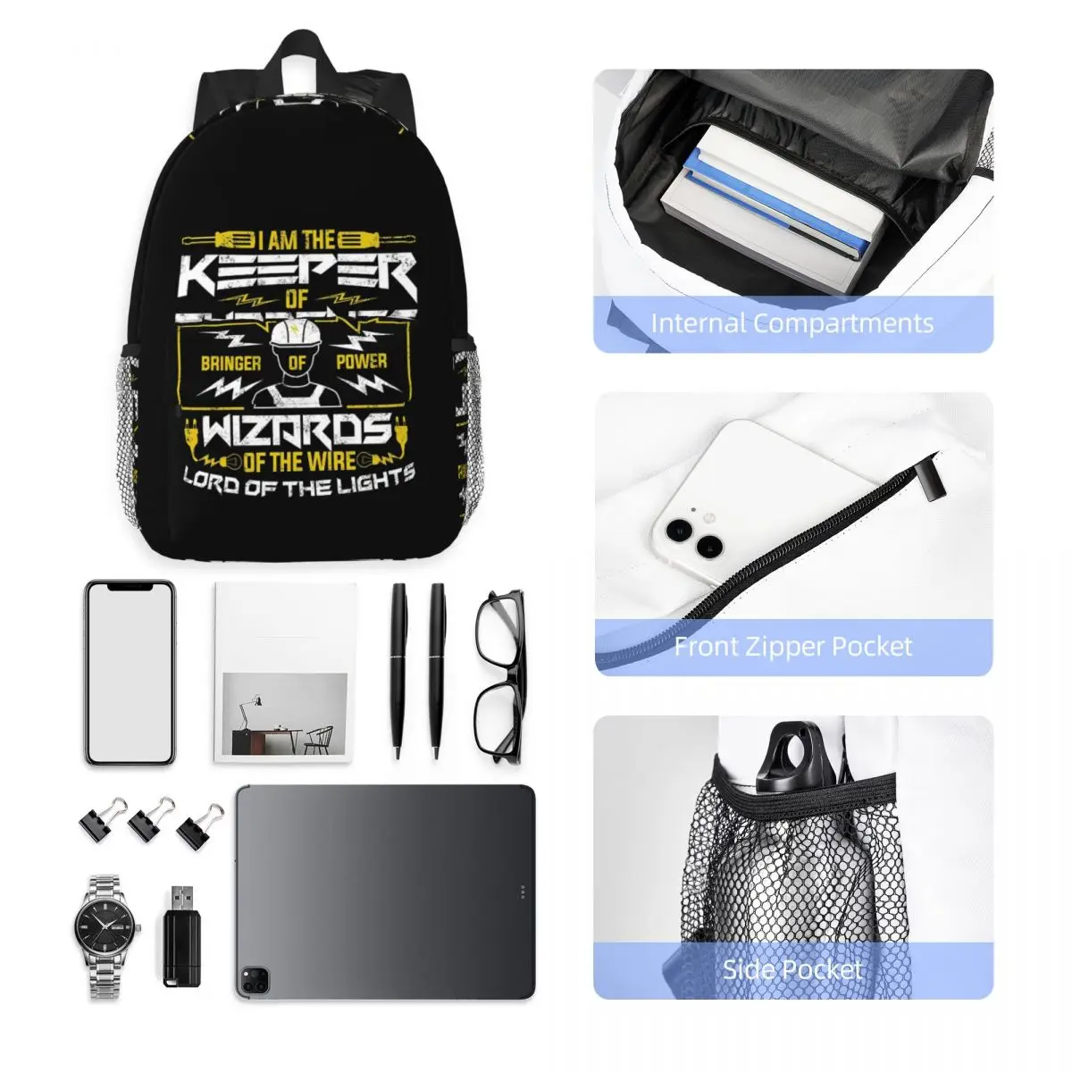 Electrician Electrical Engineering Power Backpack Hot Sale Daypack Large Capacity Boys Girls BookBag Shoulder Bags School Bag