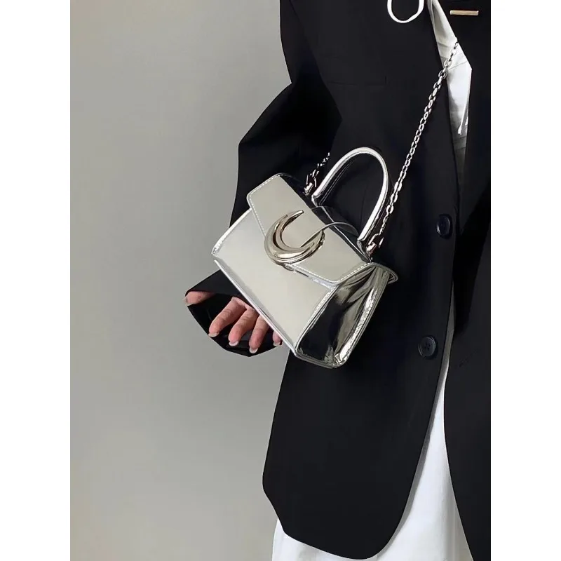 

Сумка премиум-класса с лунным замком, женская новая сумка на цепочке, кожаная сумка через плечо на одно плечо, изысканная простая повседневная универсальная пригородная сумка