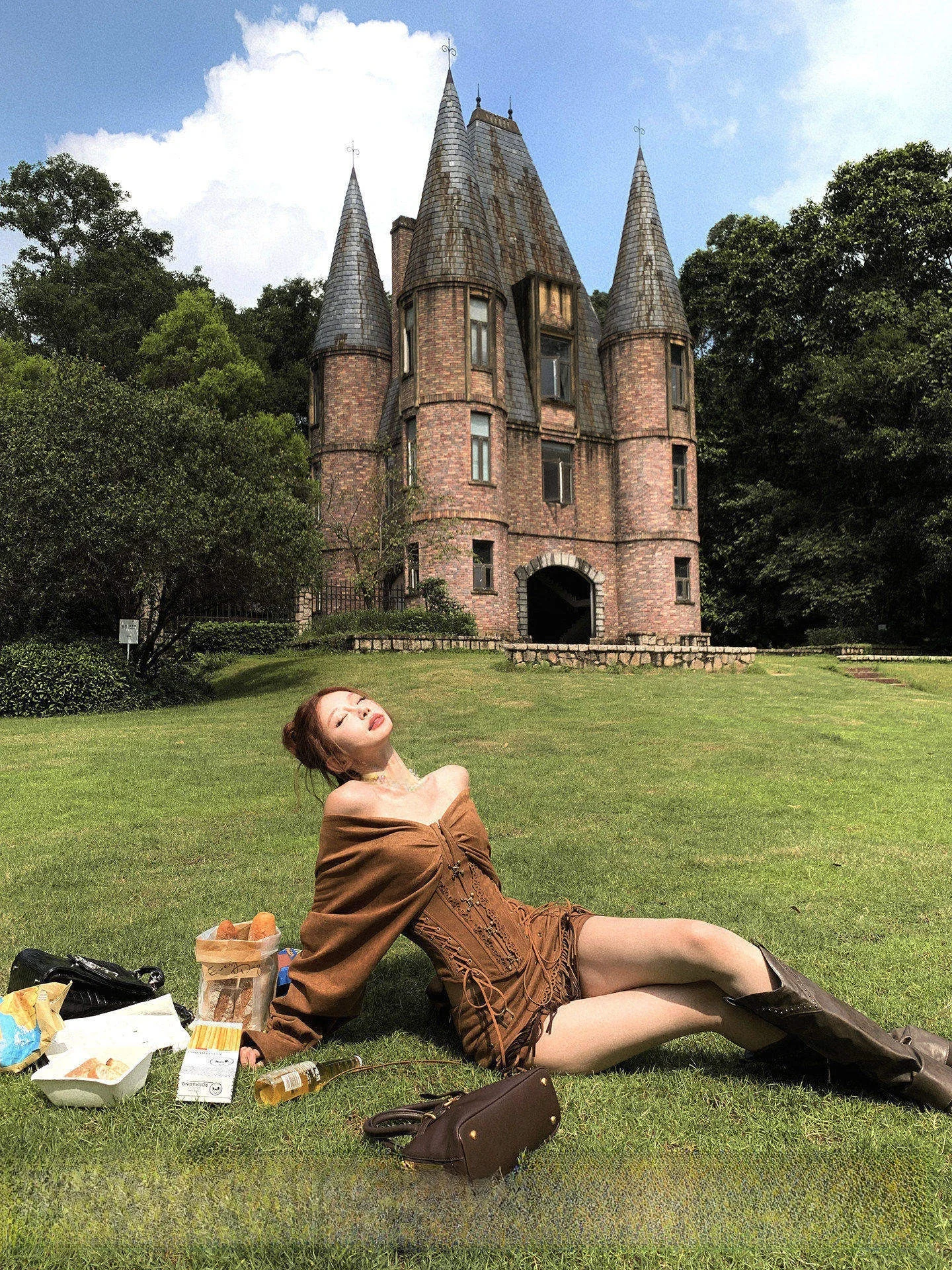 

Pinksoya Caramel Latte American Sle Hot Girl Retro One oulder Pad Tube Top Skirt Set Women's Faion Casual Wear