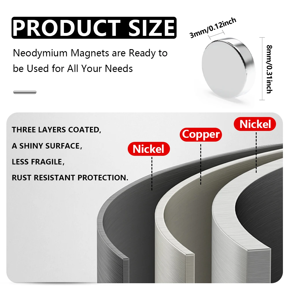 5 ~ 1000 Stuks Kleine Ronde Magneet 8x3 Permanente NdFeB Super Sterke Krachtige Magneten imans N35 8mm x 3mm Neodymium Magneet