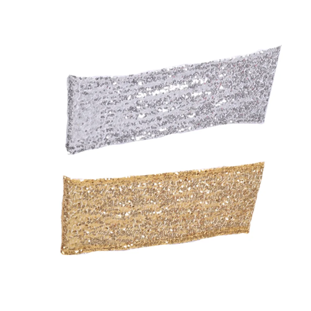 

12Pcs Chair Cover Strap Ribbon Sequins Elastic Band Wedding Chair Back Decoration for Celebration Party Sequins Strap