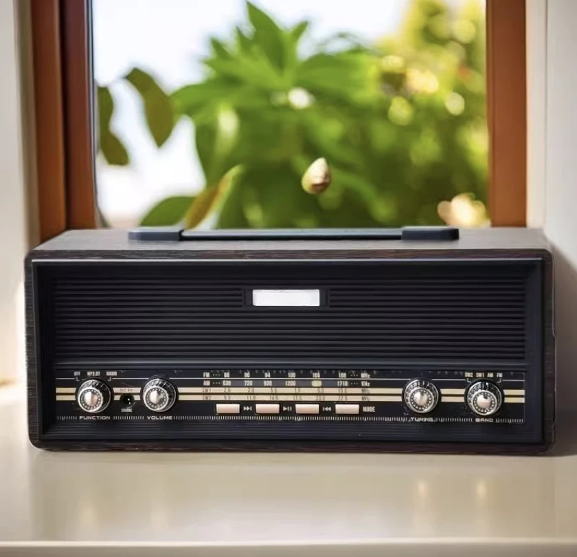Retro Nostalgic Desktop Stereo Radio FM Medium Wave Shortwave Bluetooth Speaker Card Stereo