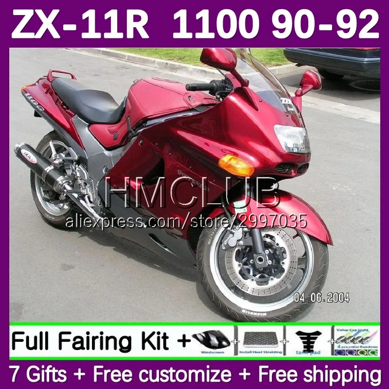 Fairing For KAWASAKI NINJA ZX-11 ZZR1100 ZX 11R 11 ZX11 R 116No.47 ZZR 1100 CC ZX11R 90 91 92 ZX-11R 1990 1991 1992 red pearl