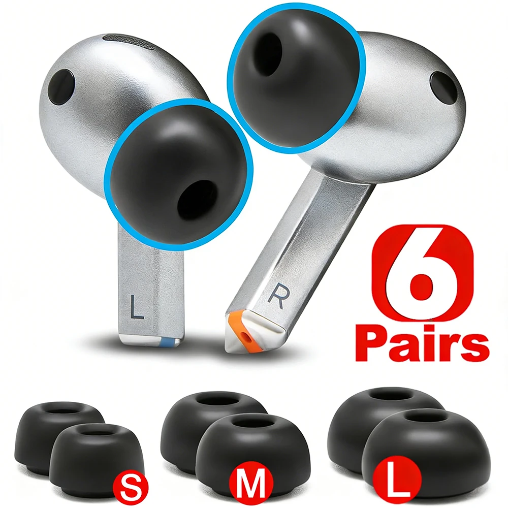 6-1Pairs Replacement Memory Foam Eartips for Samsung Galaxy Buds 4 Pro Buds4 Pro Eartip Soft Earplugs Anti-Slip Earbuds Ear Tips