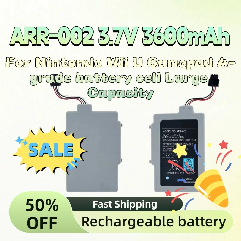 

ARR-002 3.7V 3600mAh High-Performance Rechargeable Battery Pack for Nintendo Wii U Gamepad A-grade battery cell Large Capacity