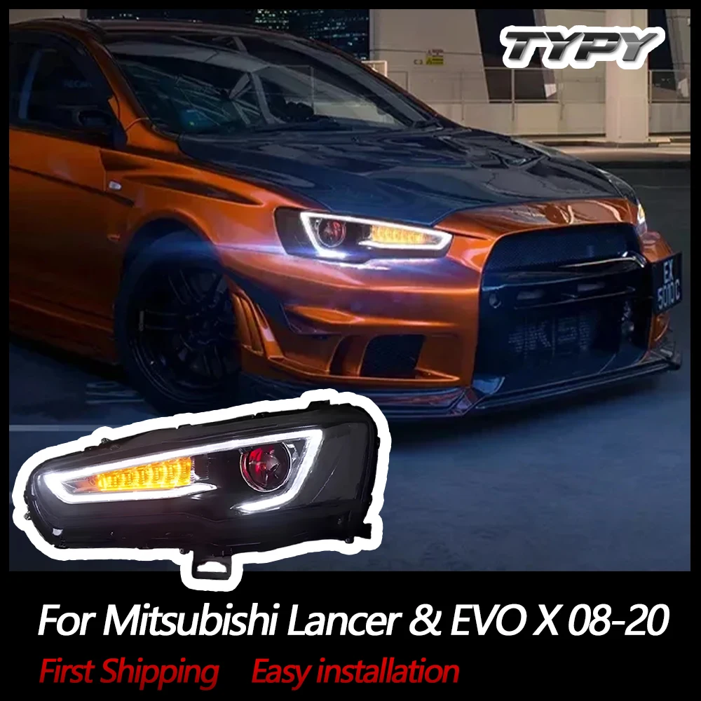 

Автомобильные фары TYPY для Mitsubishi Lancer и EVO X, 2008-2020, светодиодные фары проектора, дневные ходовые огни, автоаксессуары