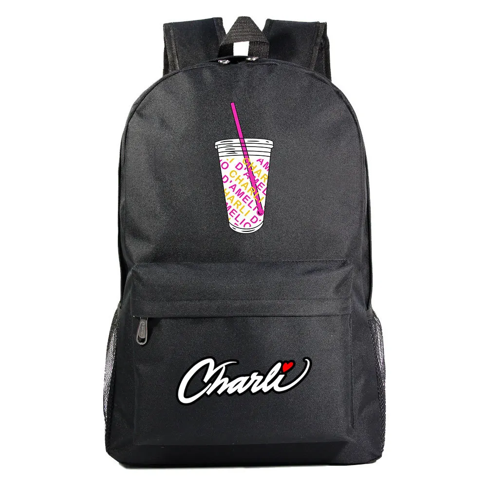 Charli damelio mochila estudante escola bolsa de viagem para adolescente anime impresso lona mochila bolsas escolar