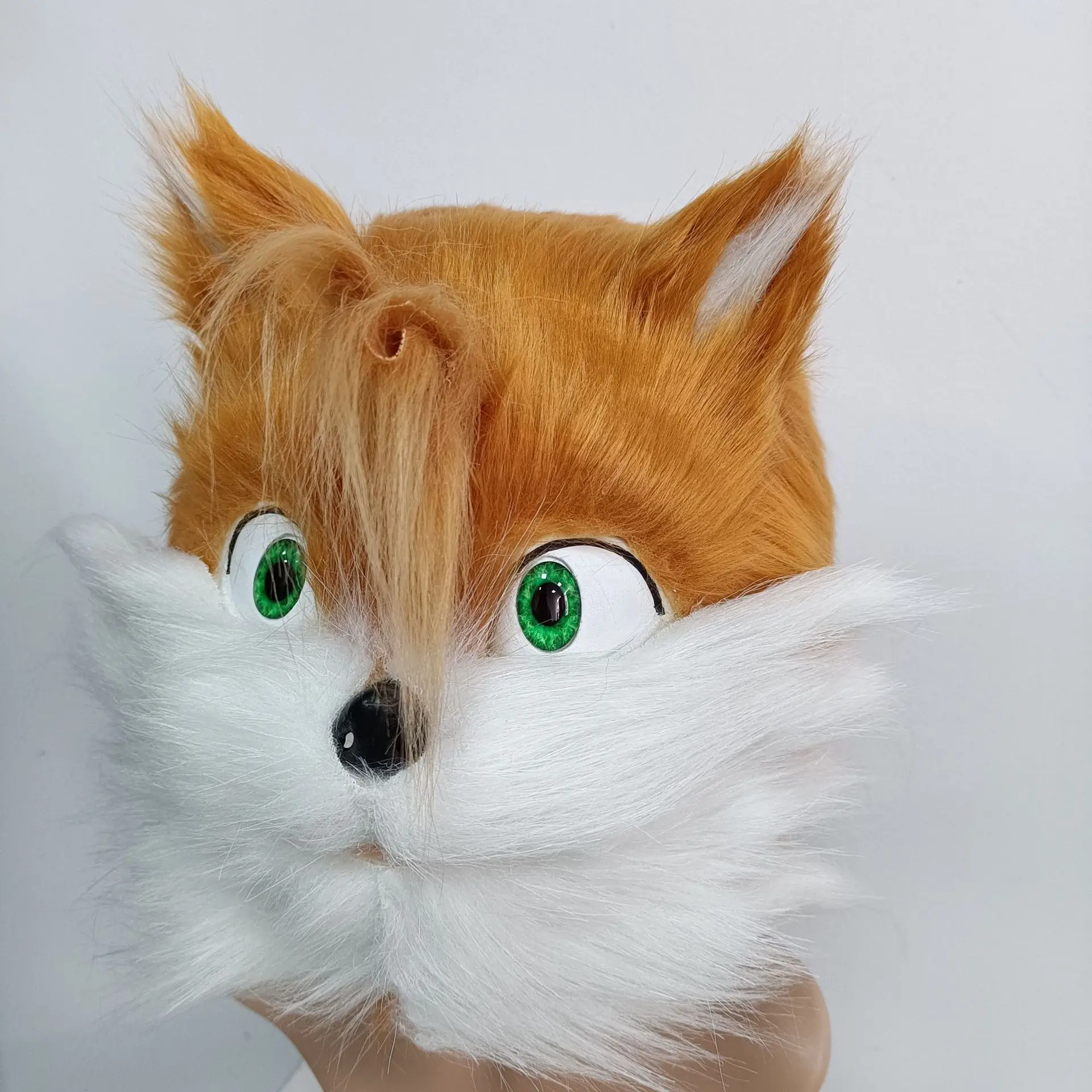 Animal Fox Full Head Mask, Faux Fur Plush Animal Headgear, Cute Fox Mask for Adult Cosplay, Halloween Carnival Masquerade Props