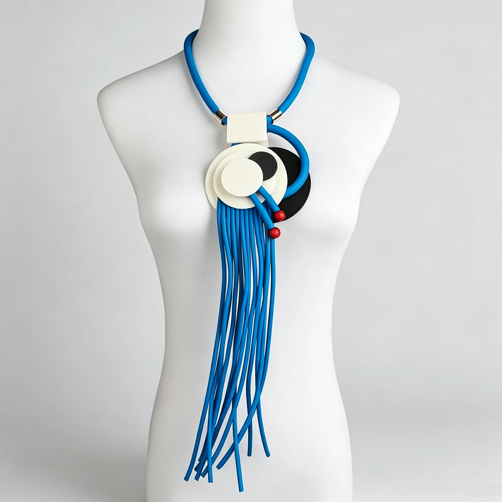UKEBAY Neue Geometrische Statement-Quasten-Halskette aus Gummi, Modisches Handgefertigtes Design, Boho-Punk-Accessoire – Detail 7